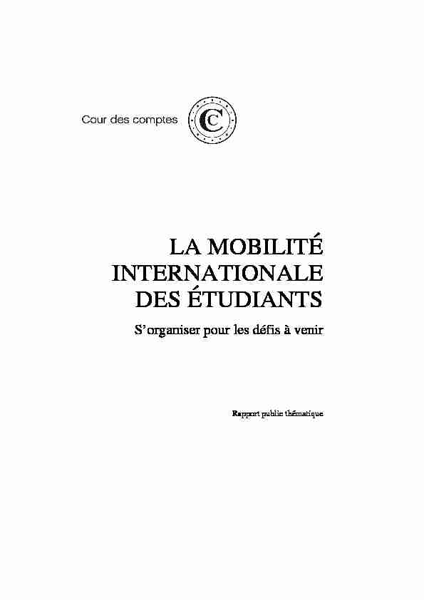 Rapport thématique La mobilité internationale des étudiants
