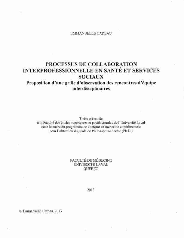 [PDF] Processus de collaboration interprofessionnelle en santé et  - RCPI