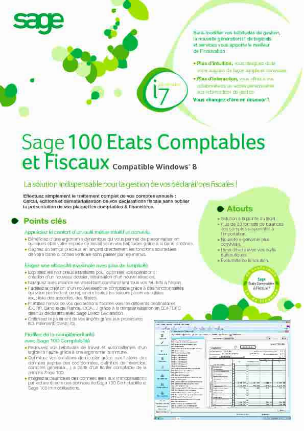 Sage100 Etats Comptables et Fiscaux
