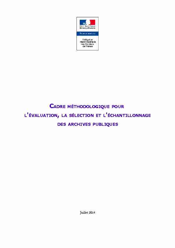 [PDF] CADRE MÉTHODOLOGIQUE POUR L  - FranceArchives