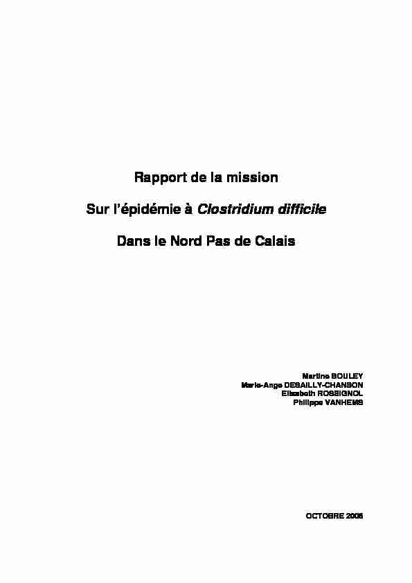(Mission Clostridium difficile Nord Pas de Calais definitif–)