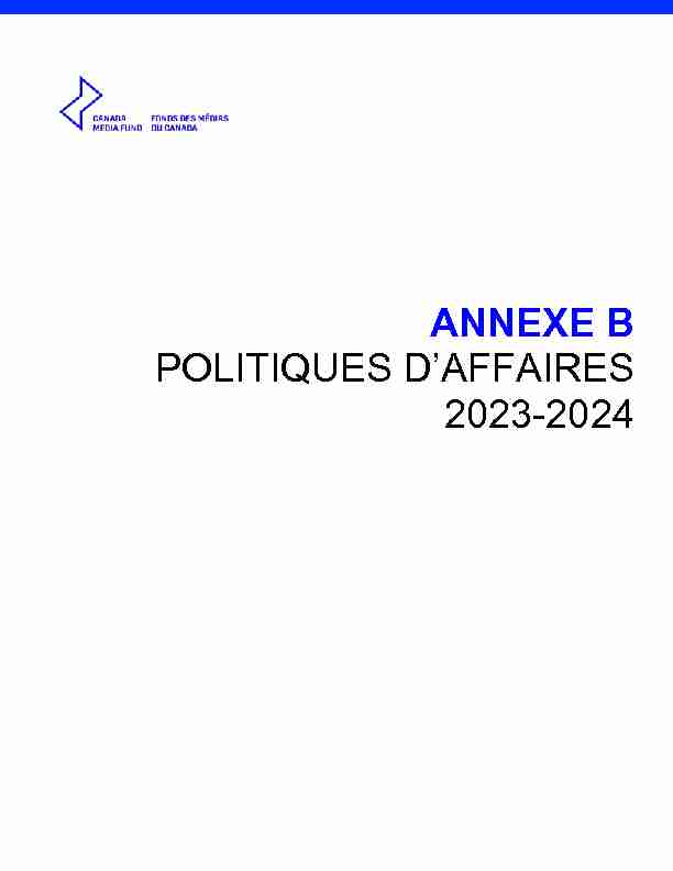 ANNEXE B POLITIQUES DAFFAIRES 2022-2023