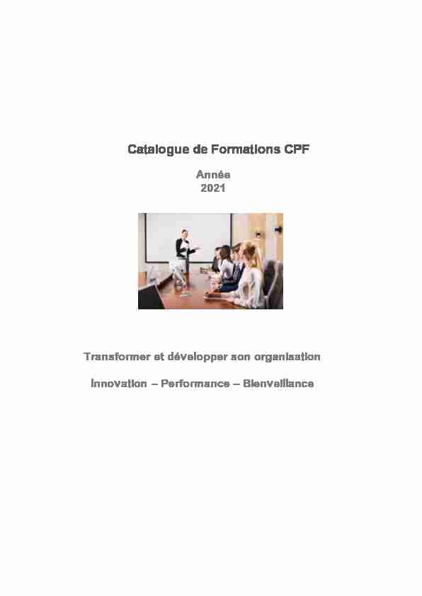 Catalogue de Formations CPF