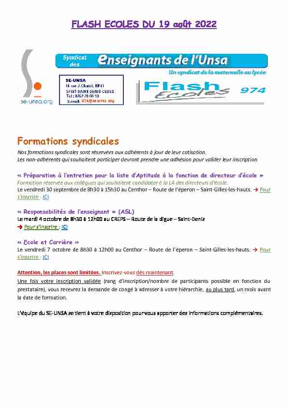 Formations syndicales
