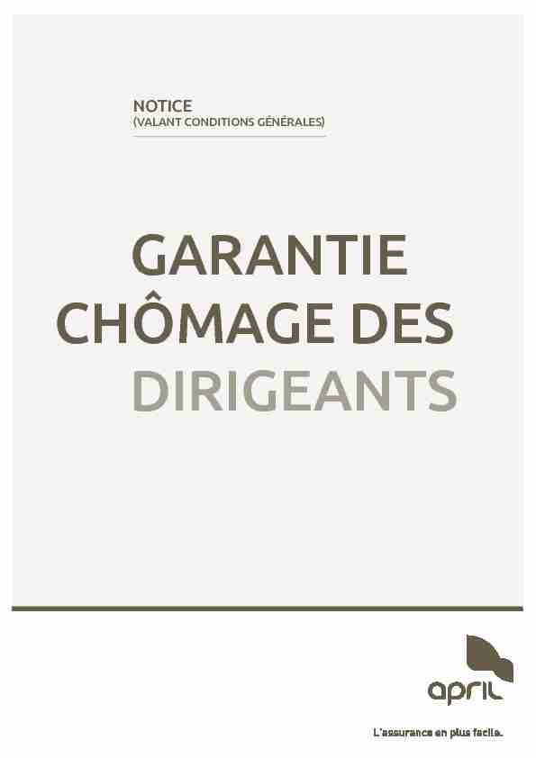 GARANTIE CHÔMAGE DES DIRIGEANTS