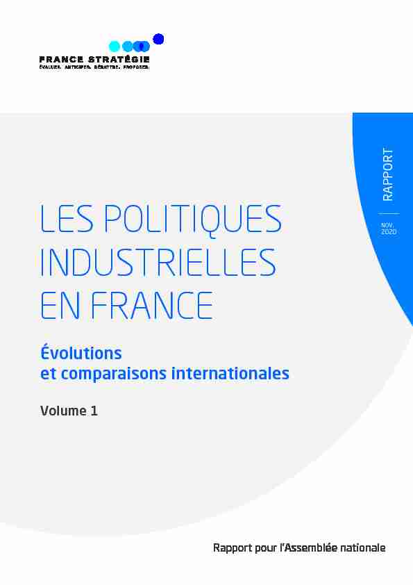 Volume 1 - Rapport - Les politiques industrielles en France