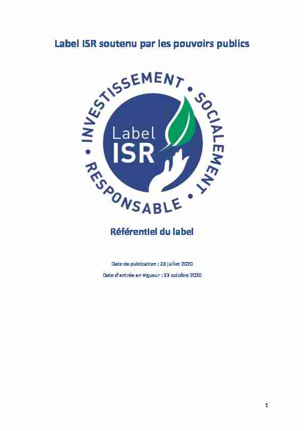 Label ISR soutenu par les pouvoirs publics