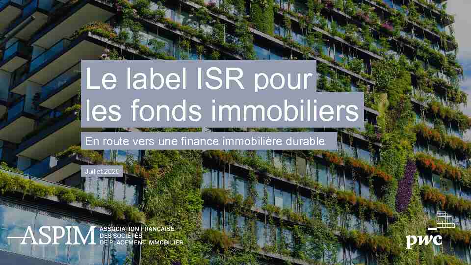 Le label ISR pour les fonds immobiliers