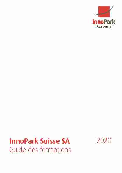 InnoPark Suisse SA Guide des formations 2020
