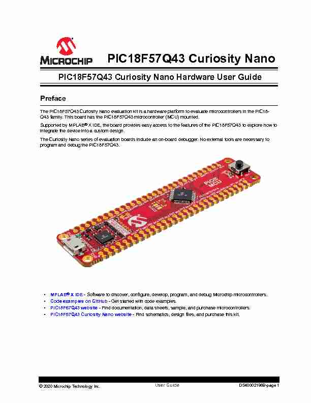PIC18F57Q43 Curiosity Nano Hardware User Guide