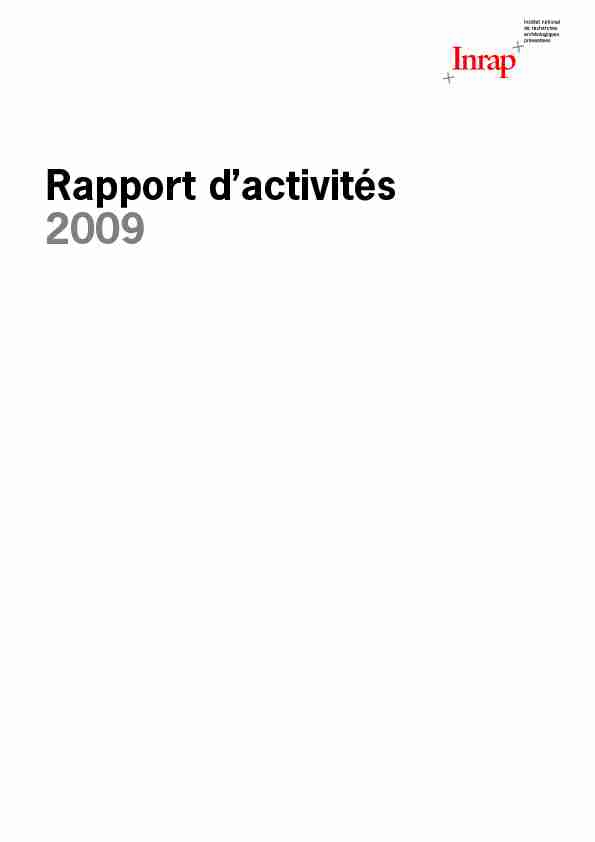[PDF] Rapport dactivité 2009 (pdf, 11 Mo) - Inrap