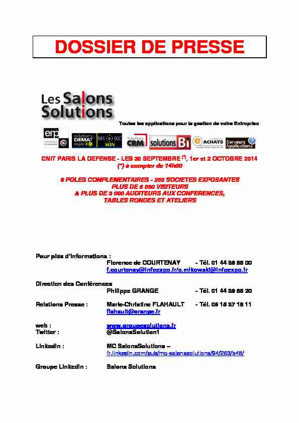 [PDF] DOSSIER DE PRESSE - Salons Solutions