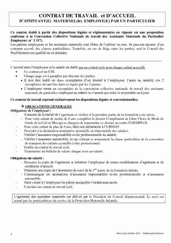 [PDF] RAPE Contrat de travail assistant(e) maternel(le) - Communauté de