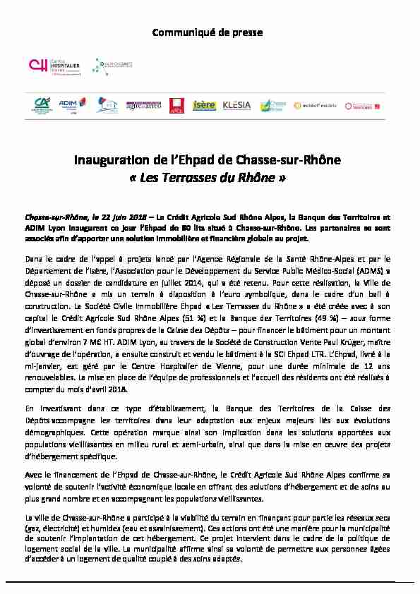 Inauguration de lEhpad de Chasse-sur-Rhône « Les Terrasses du