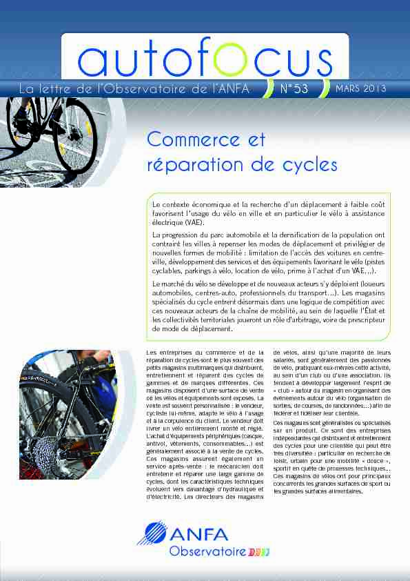 Commerce et réparation de cycles