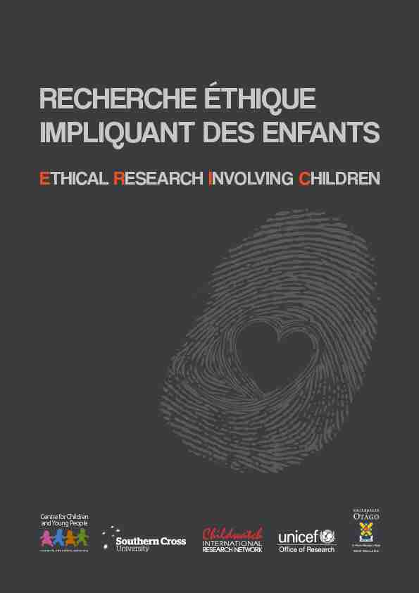 [PDF] RECHERCHE ÉTHIQUE IMPLIQUANT DES ENFANTS - Ethical