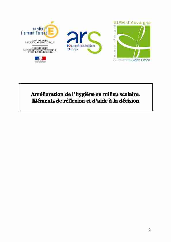 [PDF] Amélioration de lhygiène en milieu scolaire Eléments  - SE-UNSA