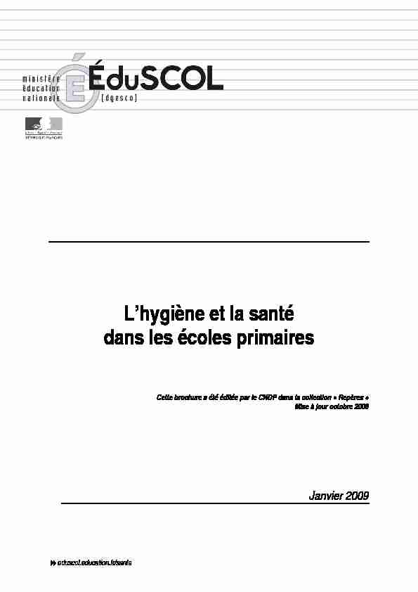 [PDF] Lhygiène et la santé dans les écoles primaires - Tous à lécole