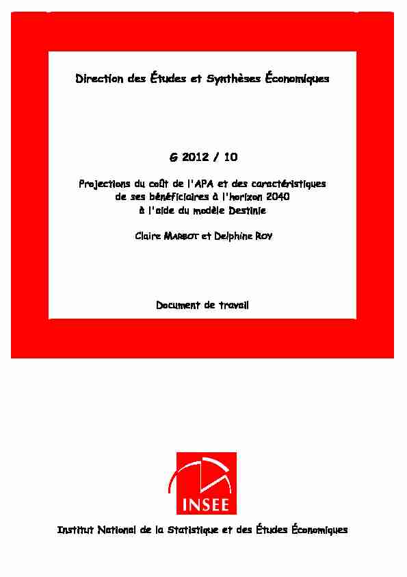 Direction des Études et Synthèses Économiques G 2012 / 10