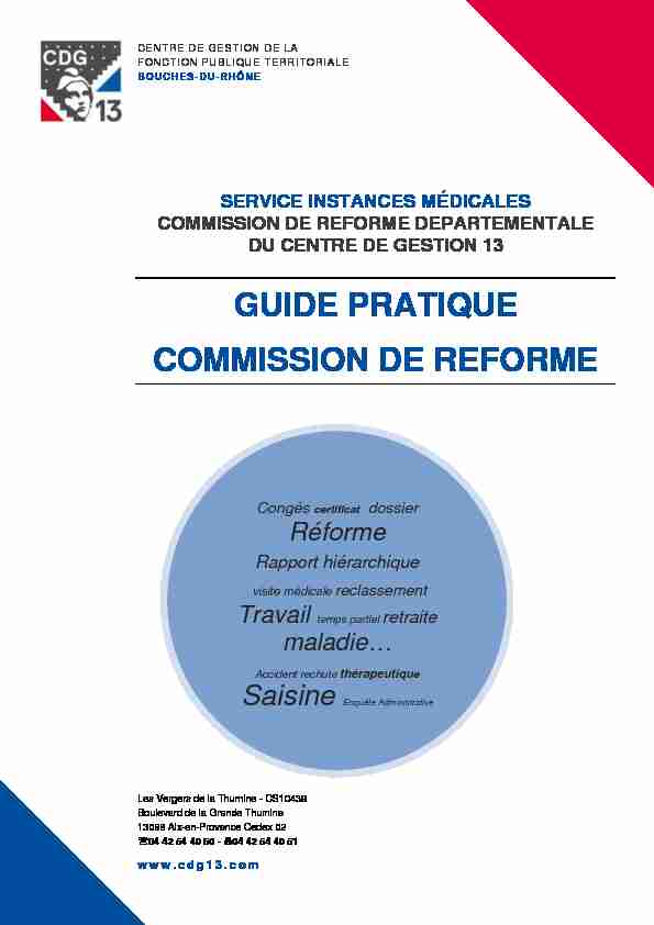 GUIDE PRATIQUE COMMISSION DE REFORME - CDG 13