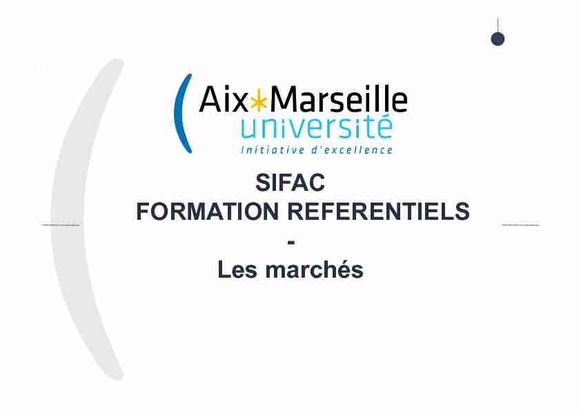 SIFAC FORMATION REFERENTIELS - Les marchés