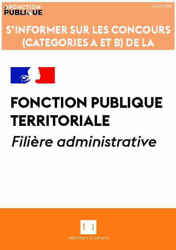 FONCTION PUBLIQUE TERRITORIALE Filière administrative