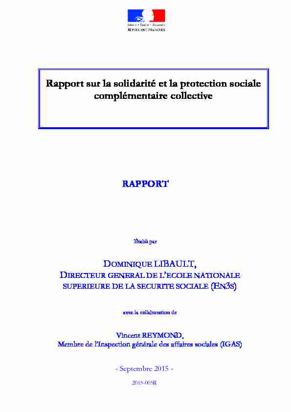 Rapport sur la solidarité et la protection sociale complémentaire