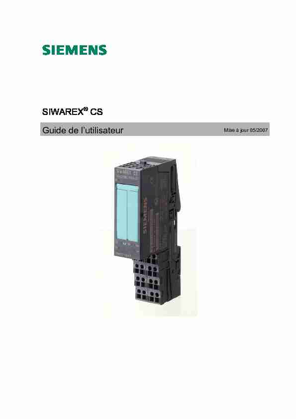 SIWAREX® CS Guide de lutilisateur