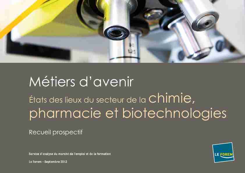 [PDF] La chimie, pharmacie et les biotechnologies - Le Forem