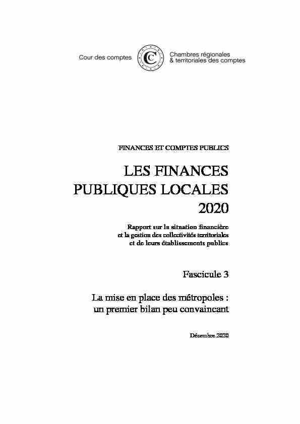 Les finances publiques locales 2020 - fascicule 3 La mise en place
