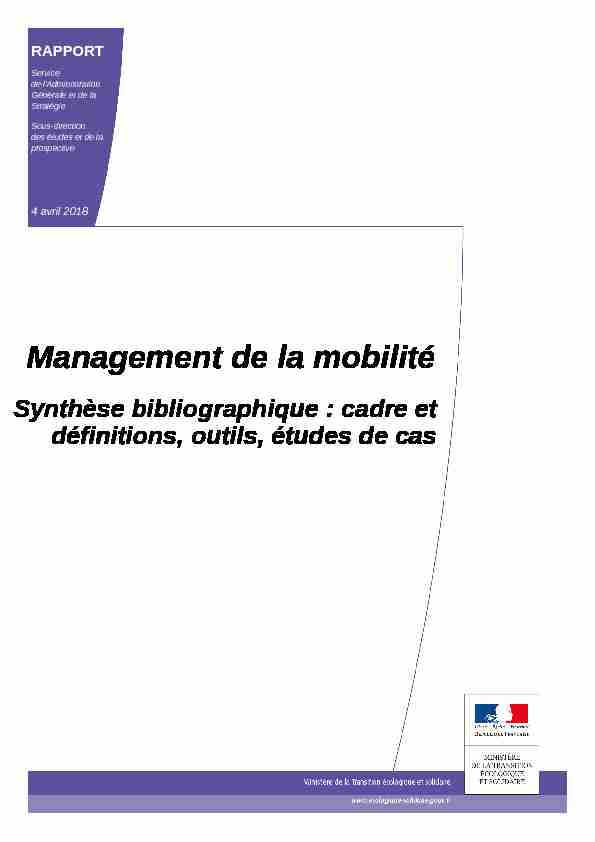 [PDF] Management de la mobilité - Ministère de la Transition écologique