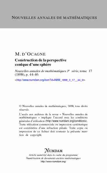 M. DOCAGNE - Construction de la perspective conique dune sphère