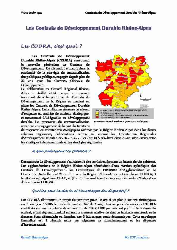 Les Contrats de Développement Durable Rhône-Alpes
