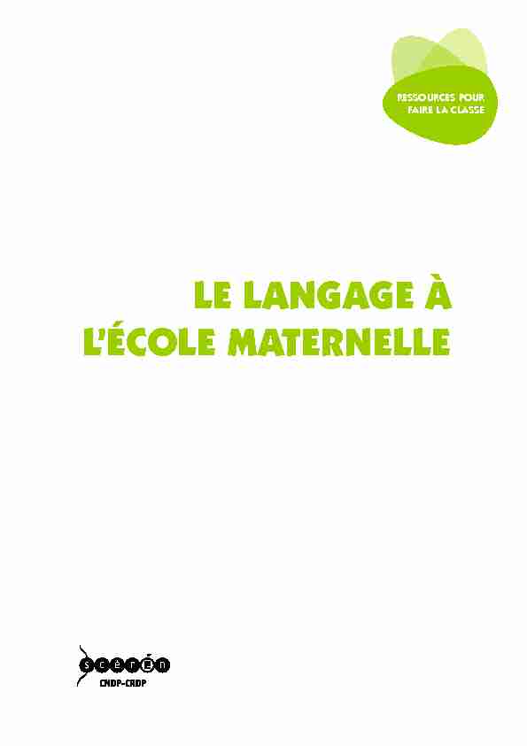 [PDF] le langage À lÉCOle MaTeRnelle