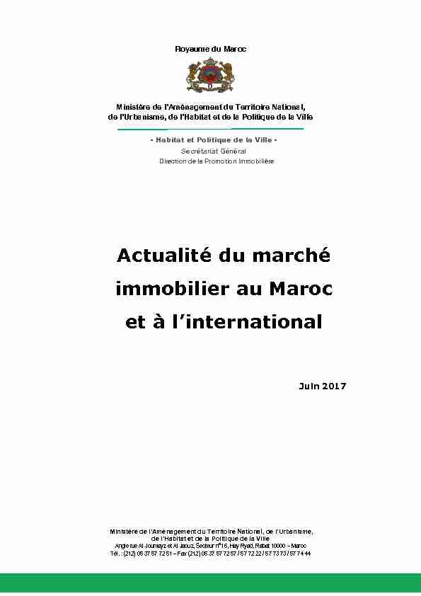[PDF] Actualité du marché immobilier au Maroc et à l  - mhpvgovma