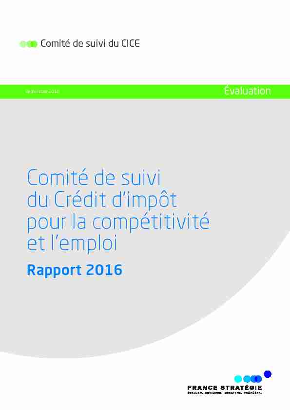 Rapport 2016 du Comité de suivi du CICE