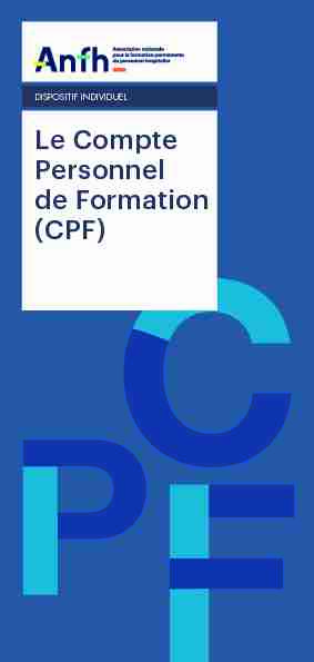 Le Compte Personnel de Formation (CPF)