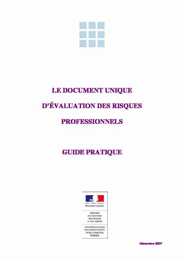 [PDF] LE DOCUMENT UNIQUE DÉVALUATION DES RISQUES  - SSTFP