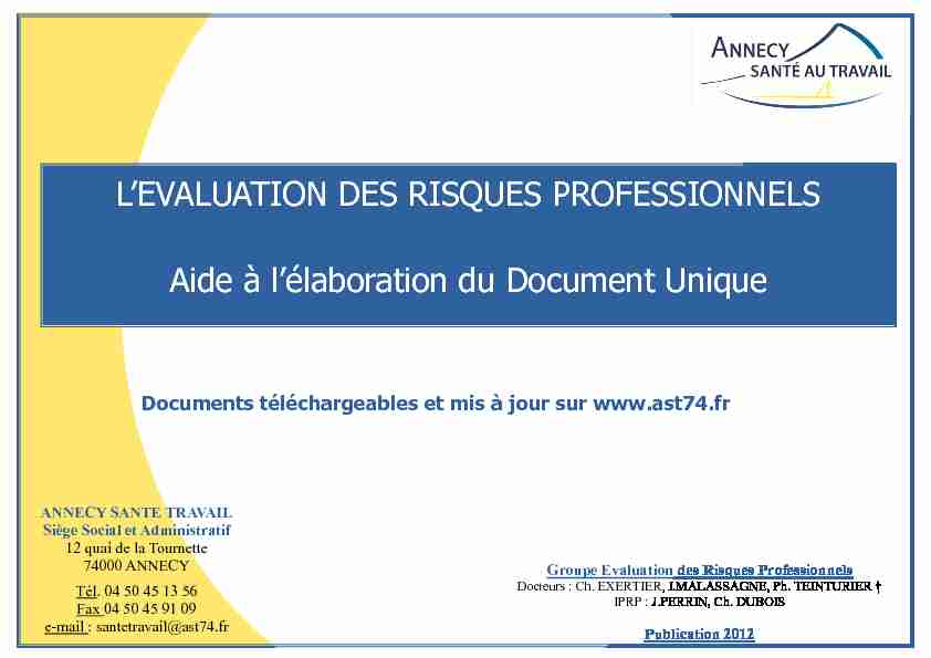 [PDF] LEVALUATION DES RISQUES PROFESSIONNELS Aide à  - AST74
