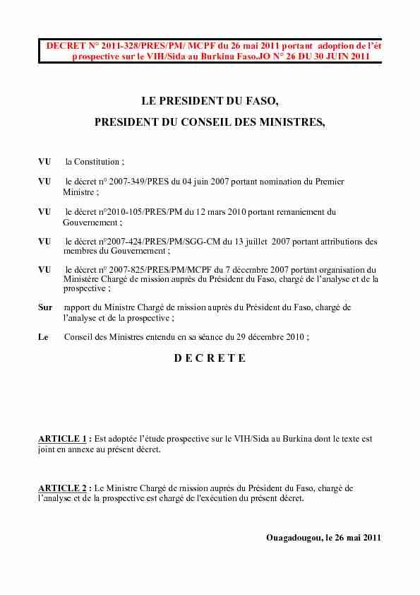 [PDF] LE PRESIDENT DU FASO, PRESIDENT DU CONSEIL DES  - ILO