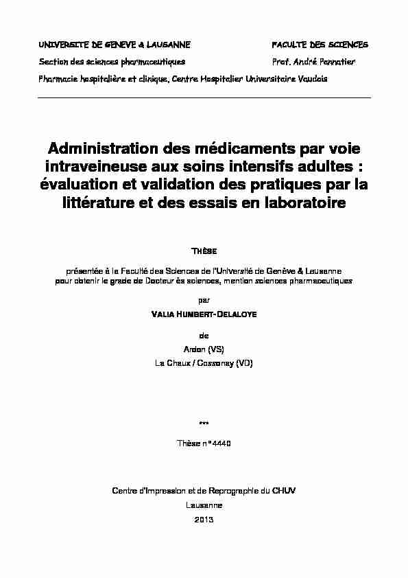 [PDF] Administration des médicaments par voie intraveineuse aux soins