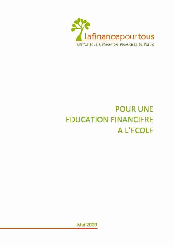 [PDF] POUR UNE EDUCATION FINANCIERE A LECOLE