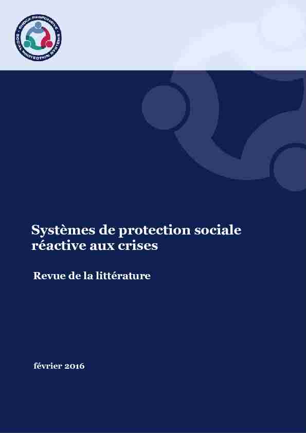 Systèmes de protection sociale réactive aux crises