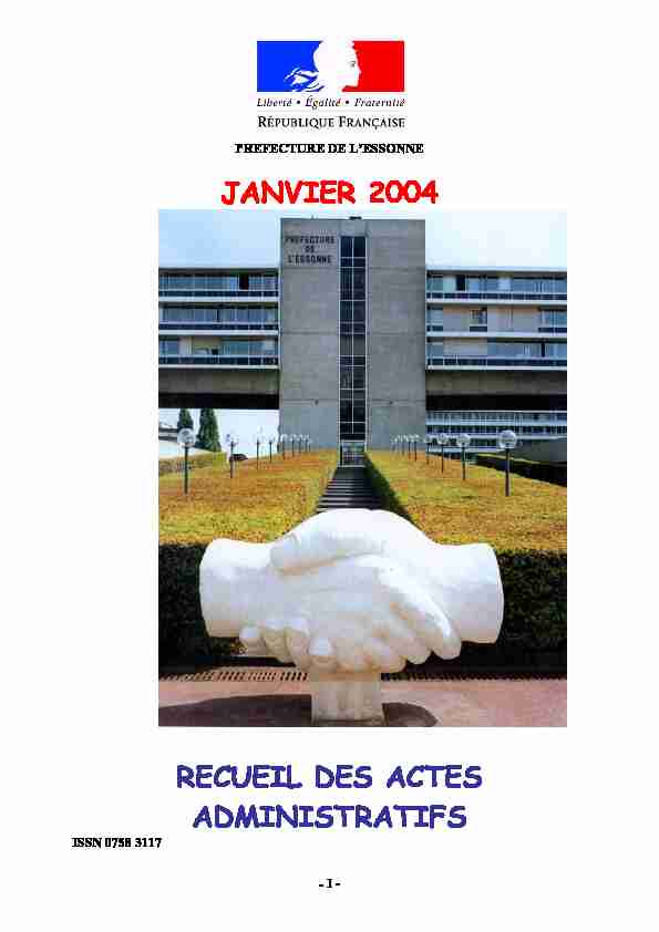 JANVIER 2004 RECUEIL DES ACTES ADMINISTRATIFS