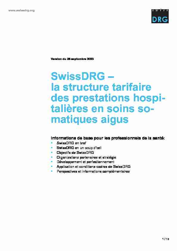 Les forfaits par cas dans les hôpitaux suisses