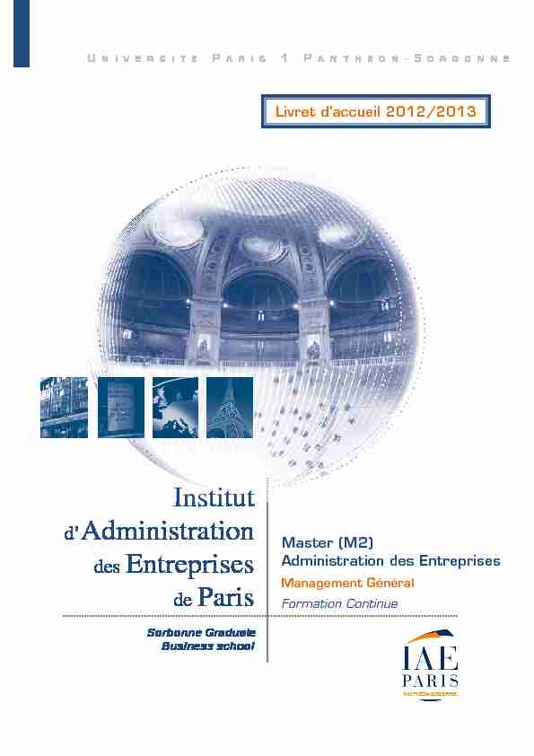 [PDF] Institut dAdministration des Entreprises de Paris - IAE PARIS