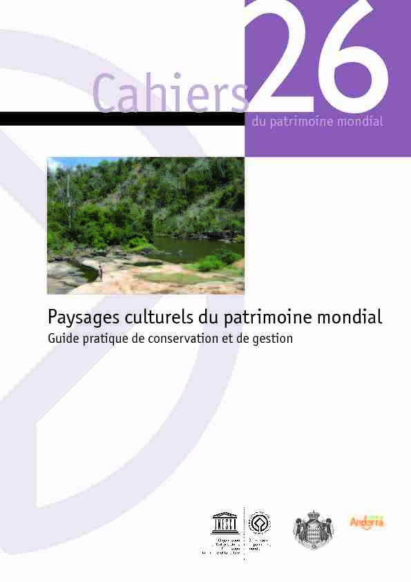 Cahiers 26 - Paysages culturels du patrimoine mondial - Guide