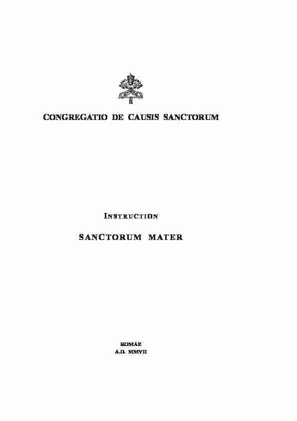 Instruction Sanctorum Mater
