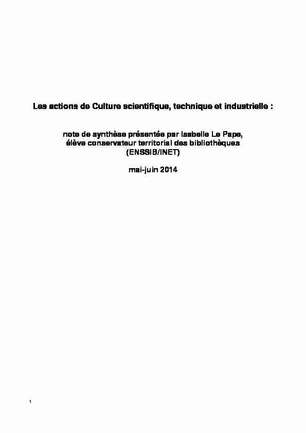 [PDF] Les actions de Culture scientifique, technique et industrielle :