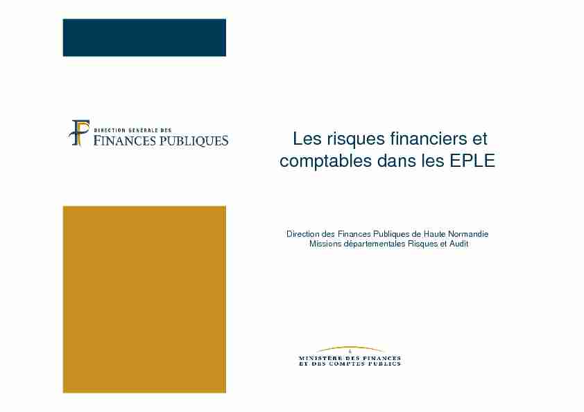 [PDF] Les risques financiers et comptables dans les EPLE - EspacEPLE